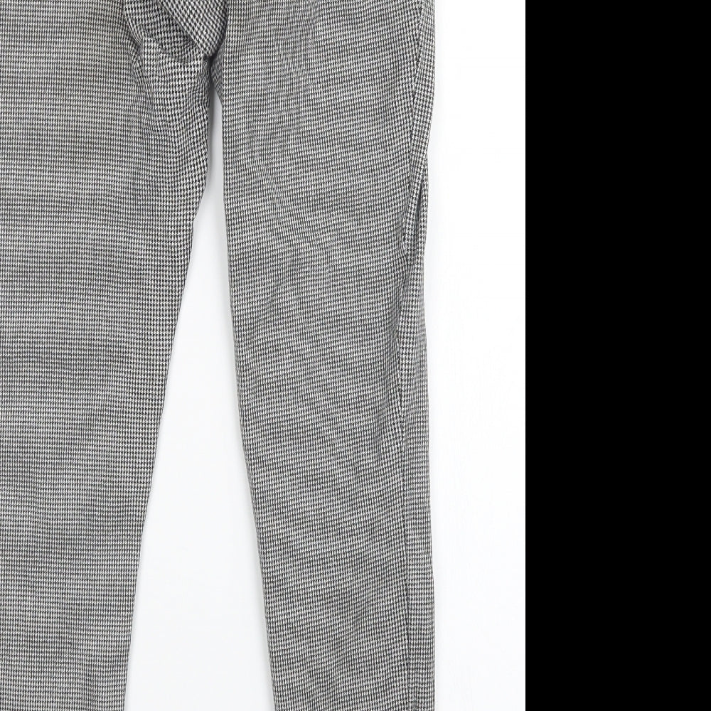 H&M Womens White Check  Trousers  Size 10 L28 in