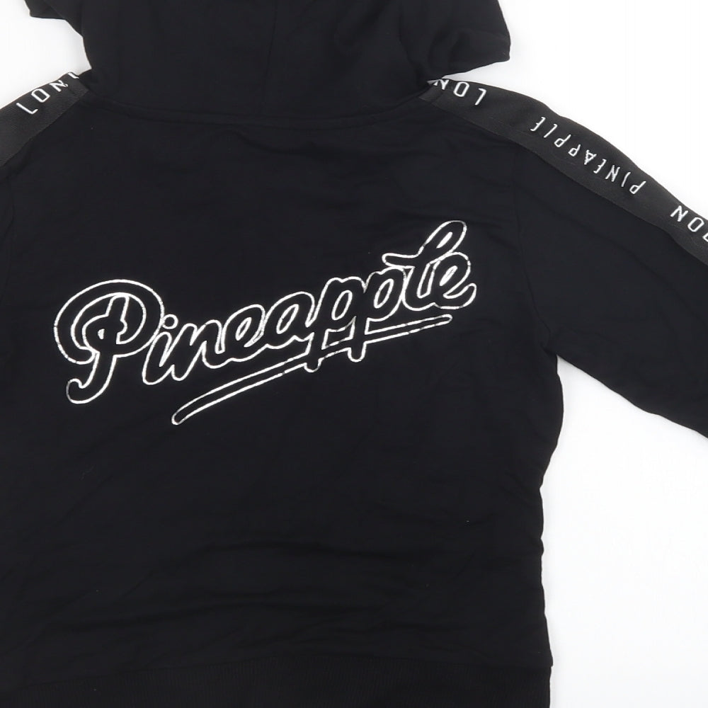 Pineapple Girls Black  Knit Full Zip Hoodie Size 9-10 Years