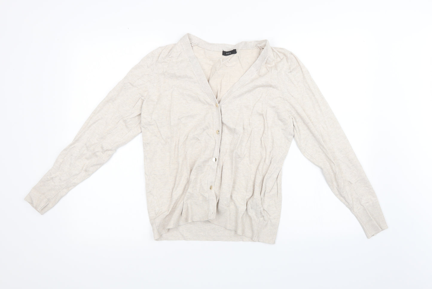 M&Co Womens White  Knit Cardigan Jumper Size 14