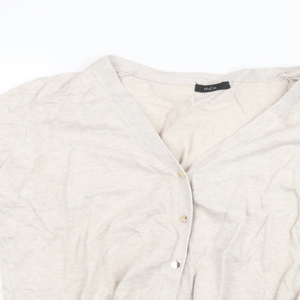 M&Co Womens White  Knit Cardigan Jumper Size 14