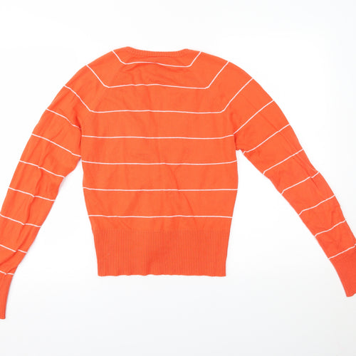 H&M Womens Orange Striped  Cardigan Jumper Size 8