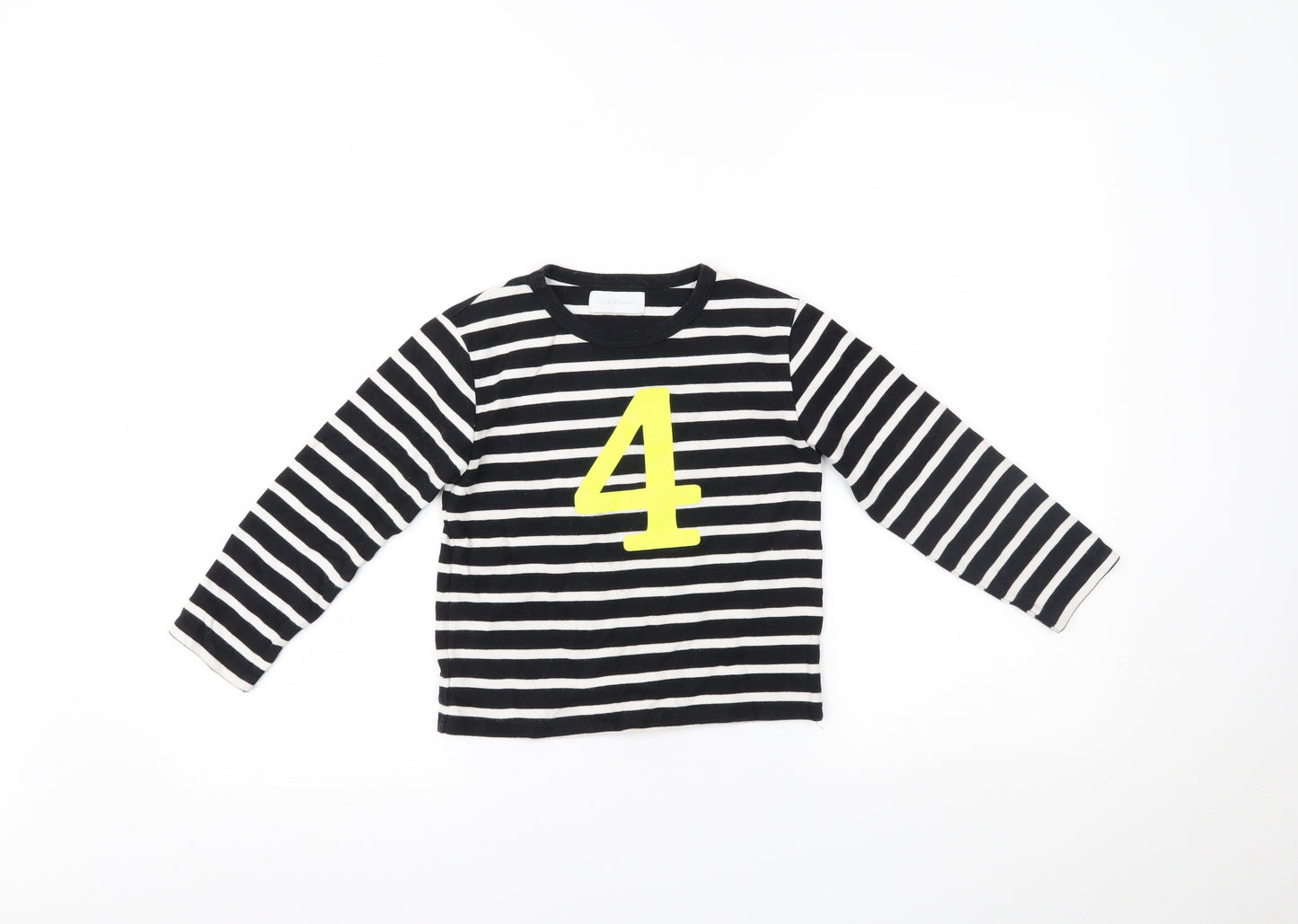 Bob & Blossom Girls Black Striped  Basic T-Shirt Size 4-5 Years