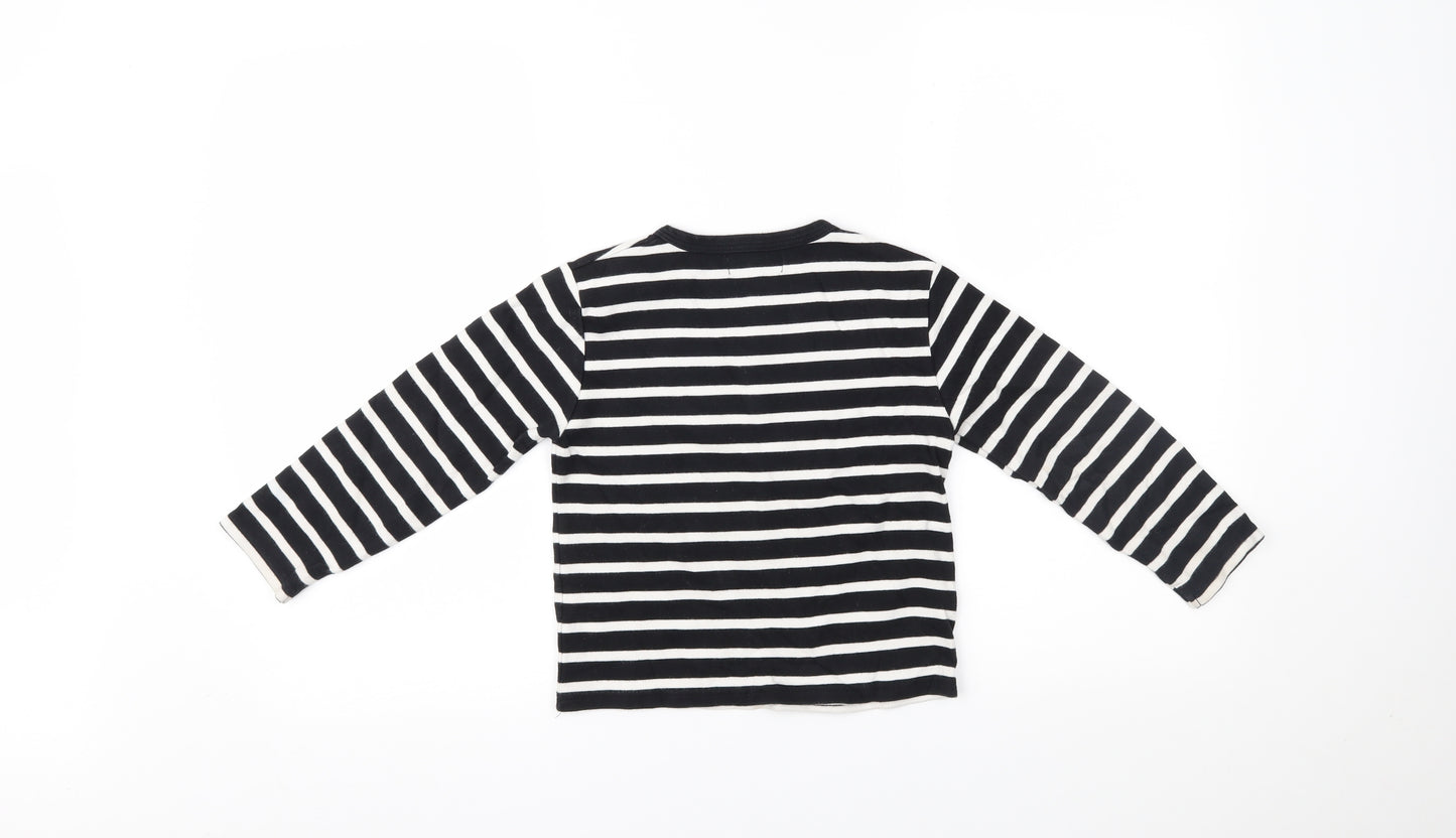 Bob & Blossom Girls Black Striped  Basic T-Shirt Size 4-5 Years