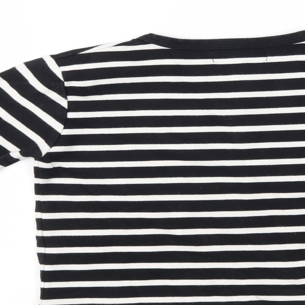 Bob & Blossom Girls Black Striped  Basic T-Shirt Size 4-5 Years