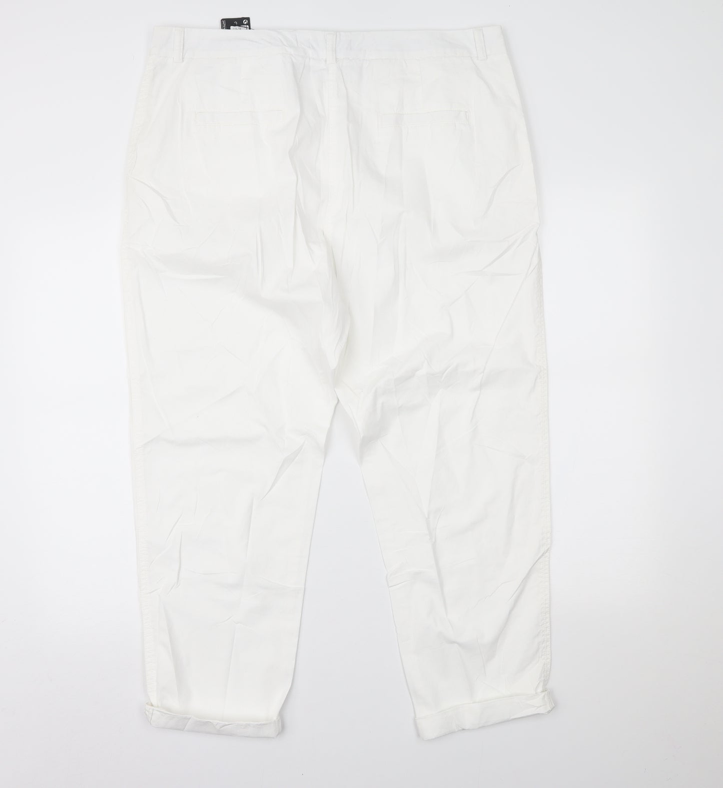 Marks and Spencer Womens White   Chino Trousers Size 18 L24 in