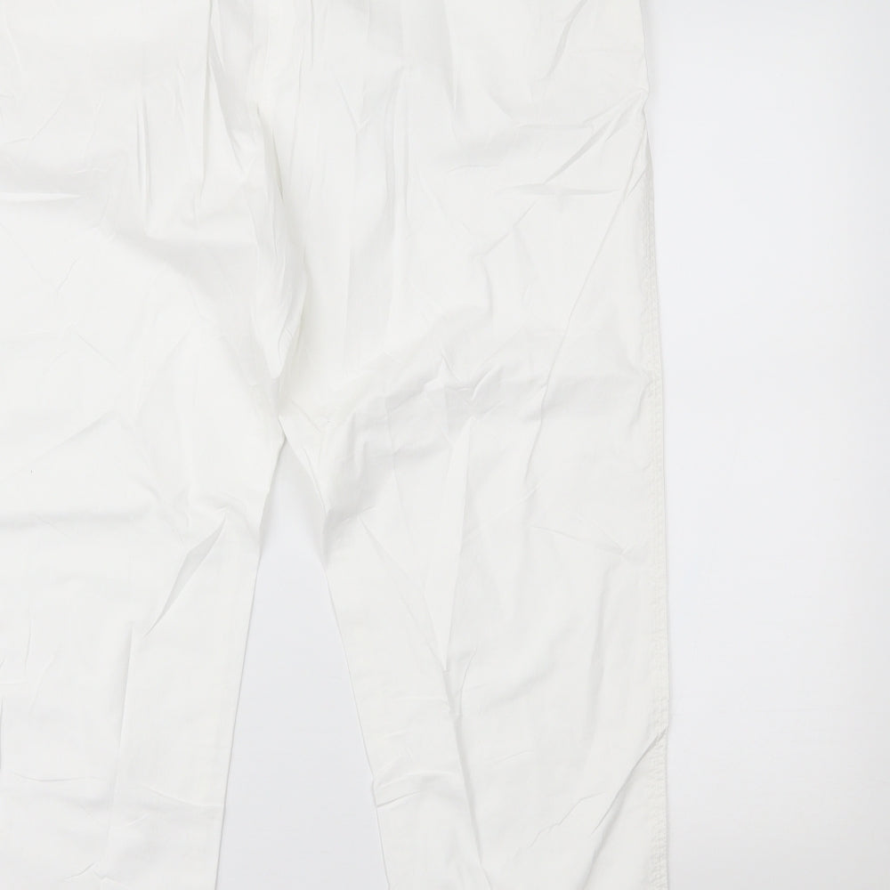 Marks and Spencer Womens White   Chino Trousers Size 18 L24 in