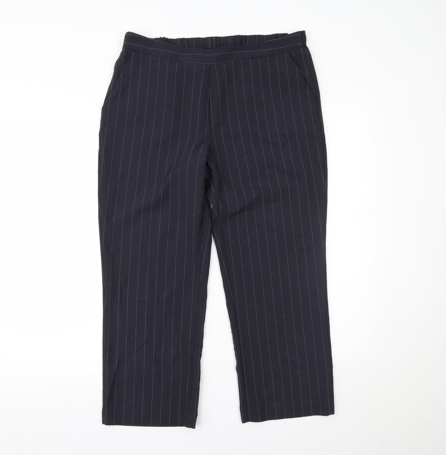 Bonmarché Womens Blue Striped  Trousers  Size 14 L21 in