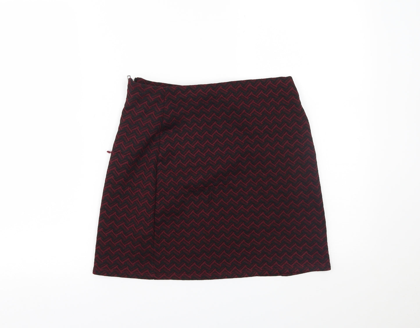 New Look Womens Red Herringbone  Mini Skirt Size 8