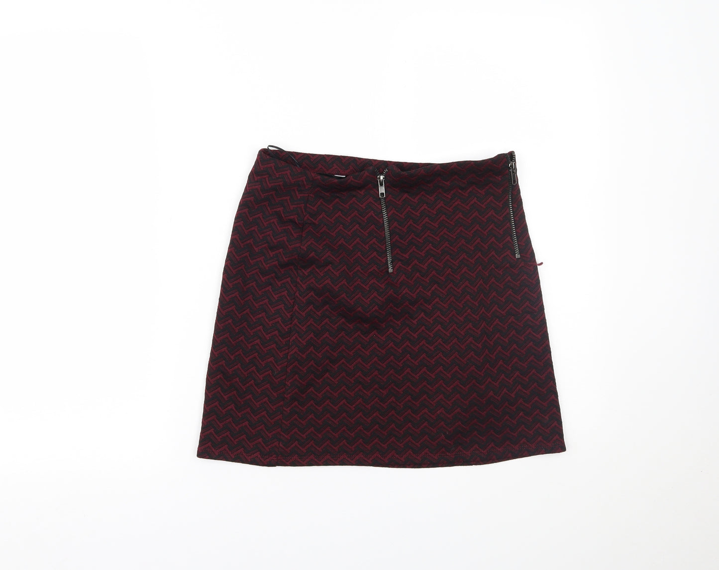 New Look Womens Red Herringbone  Mini Skirt Size 8