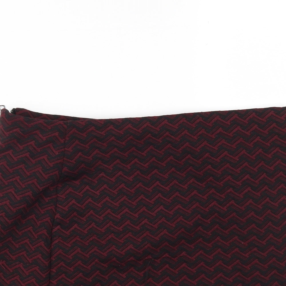 New Look Womens Red Herringbone  Mini Skirt Size 8