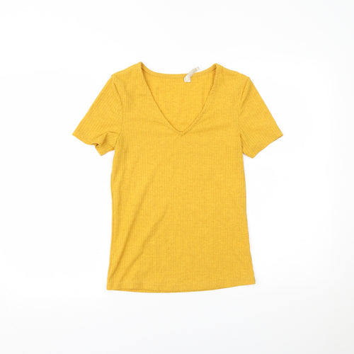 Vera & Lucy Womens Yellow   Basic T-Shirt Size M