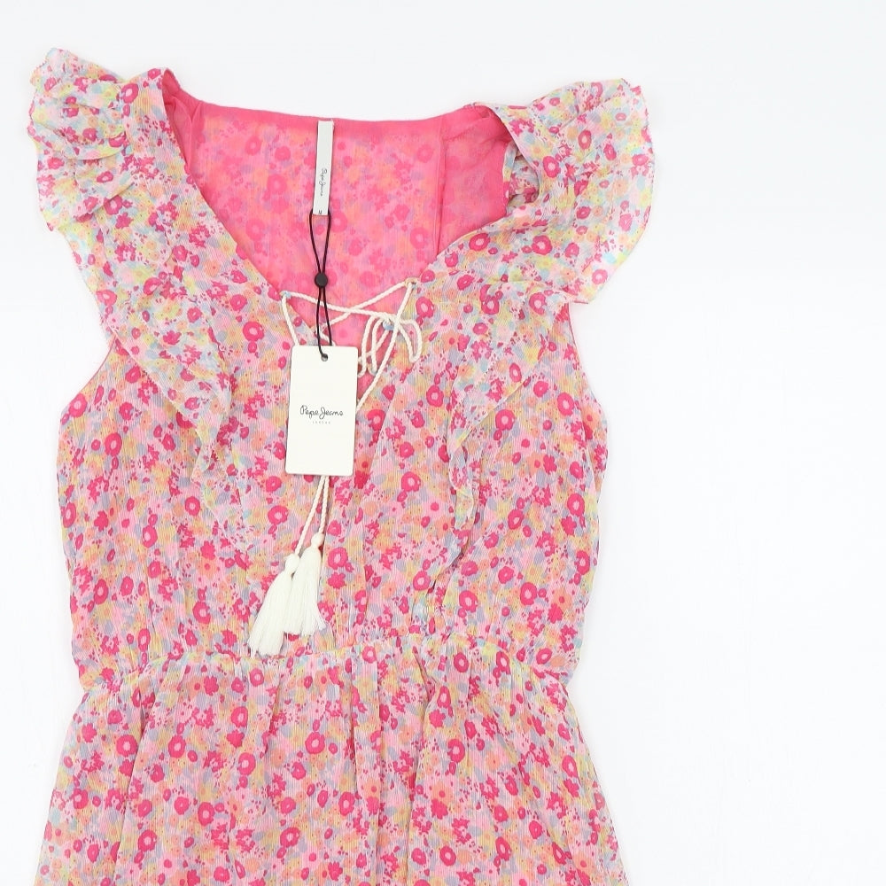 Pepe Jeama Womens Pink Floral  A-Line  Size M
