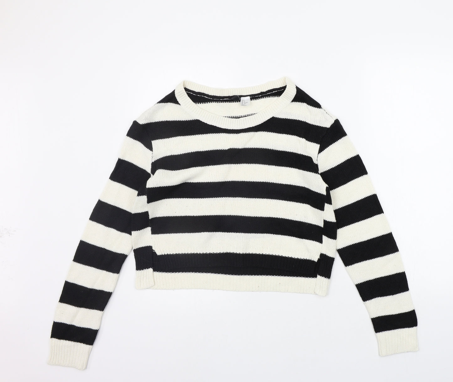 Divided Womens Black Striped  Pullover Jumper Size S