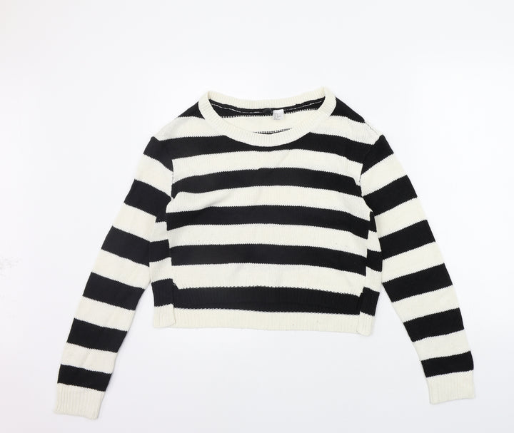 Divided Womens Black Striped  Pullover Jumper Size S