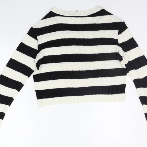 Divided Womens Black Striped  Pullover Jumper Size S
