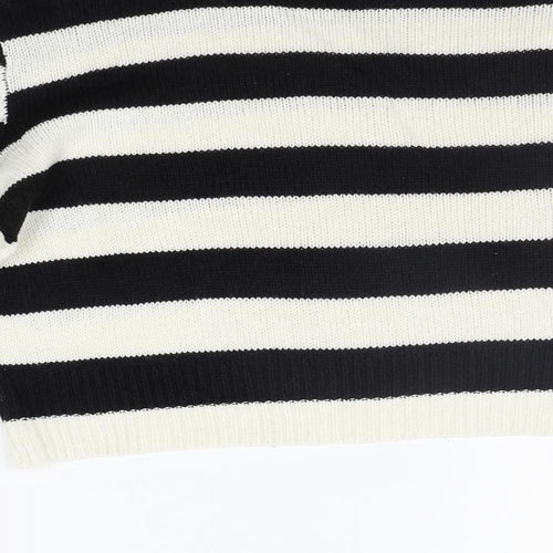 Divided Womens Black Striped  Pullover Jumper Size S