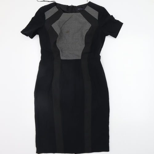 Marks and Spencer Womens Black Geometric  A-Line  Size 12