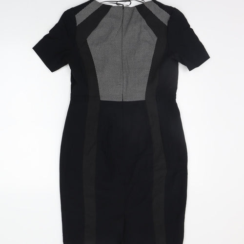 Marks and Spencer Womens Black Geometric  A-Line  Size 12