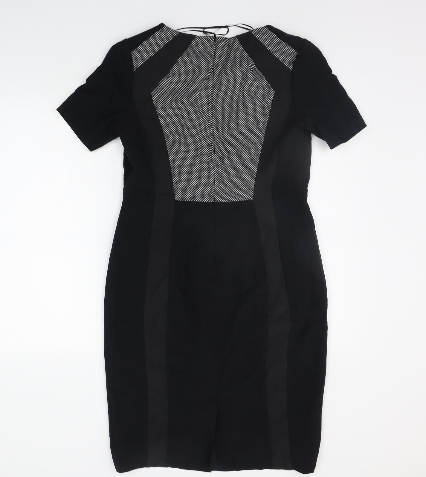 Marks and Spencer Womens Black Geometric  A-Line  Size 12
