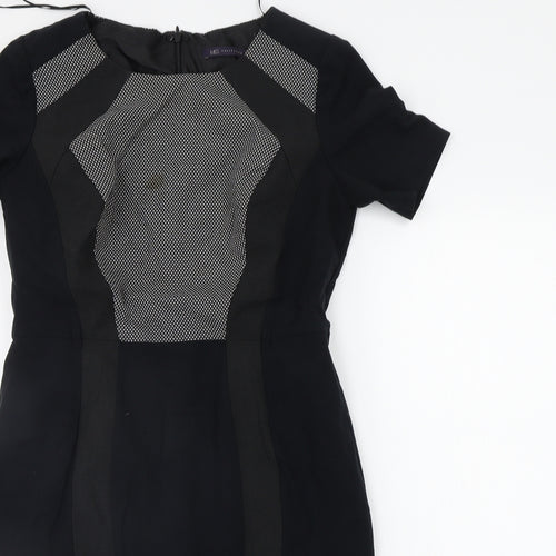 Marks and Spencer Womens Black Geometric  A-Line  Size 12