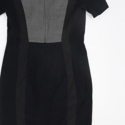 Marks and Spencer Womens Black Geometric  A-Line  Size 12