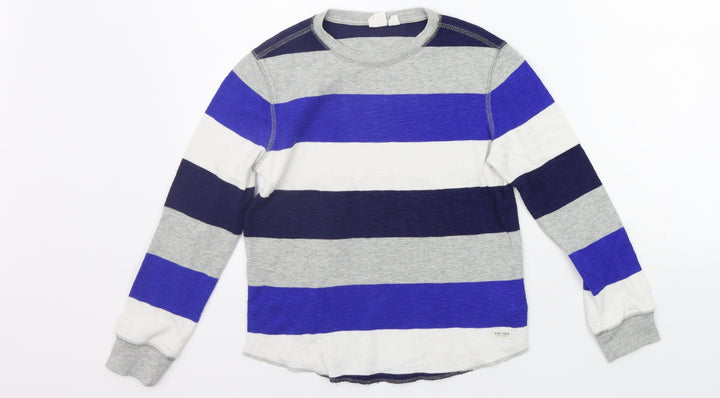 Gap Girls Blue Striped Basic T-Shirt Size 8 Years