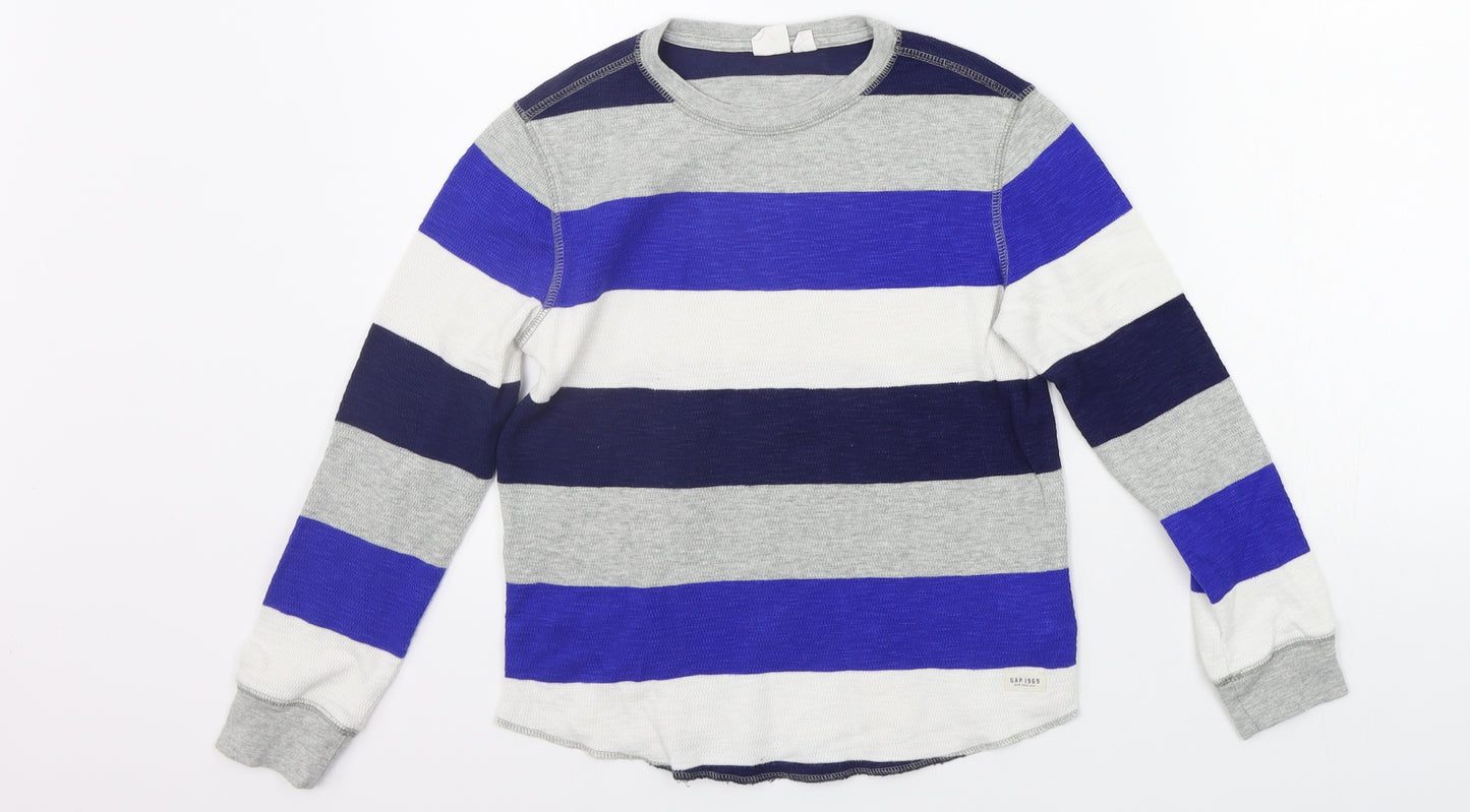 Gap Girls Blue Striped  Basic T-Shirt Size 8 Years