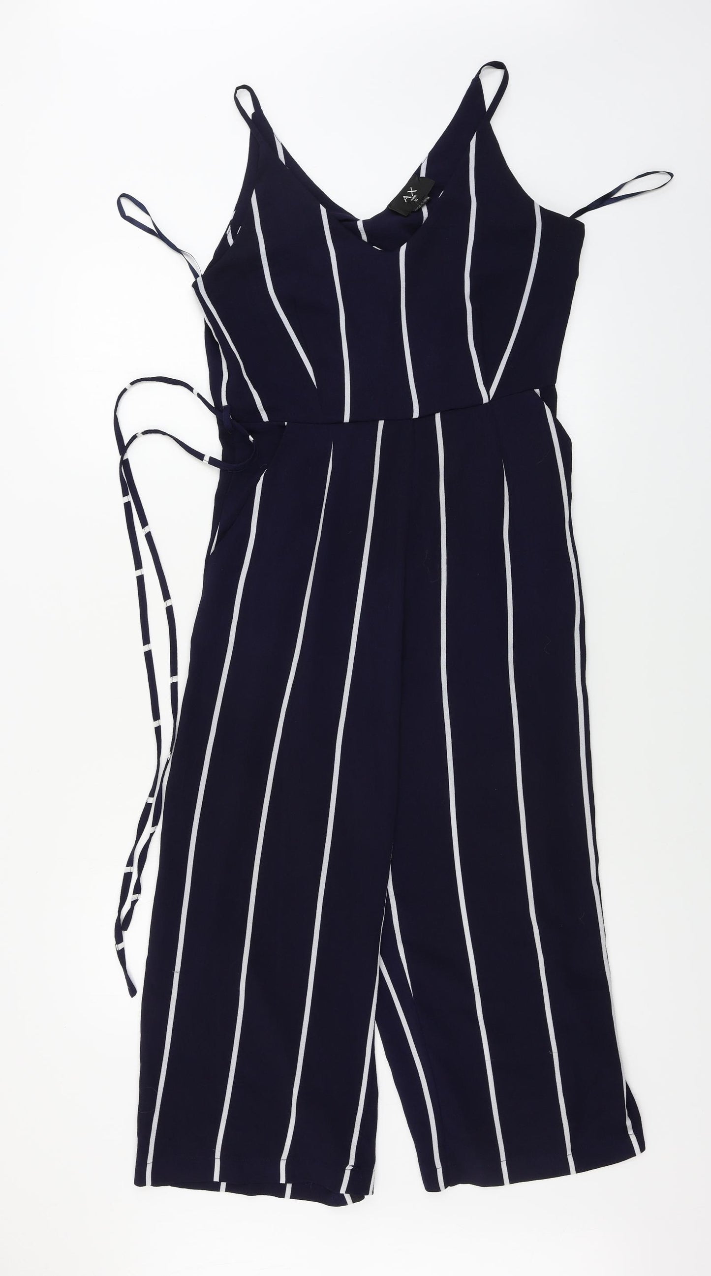 AX Paris Womens Blue Striped  Jumpsuit One-Piece Size 10