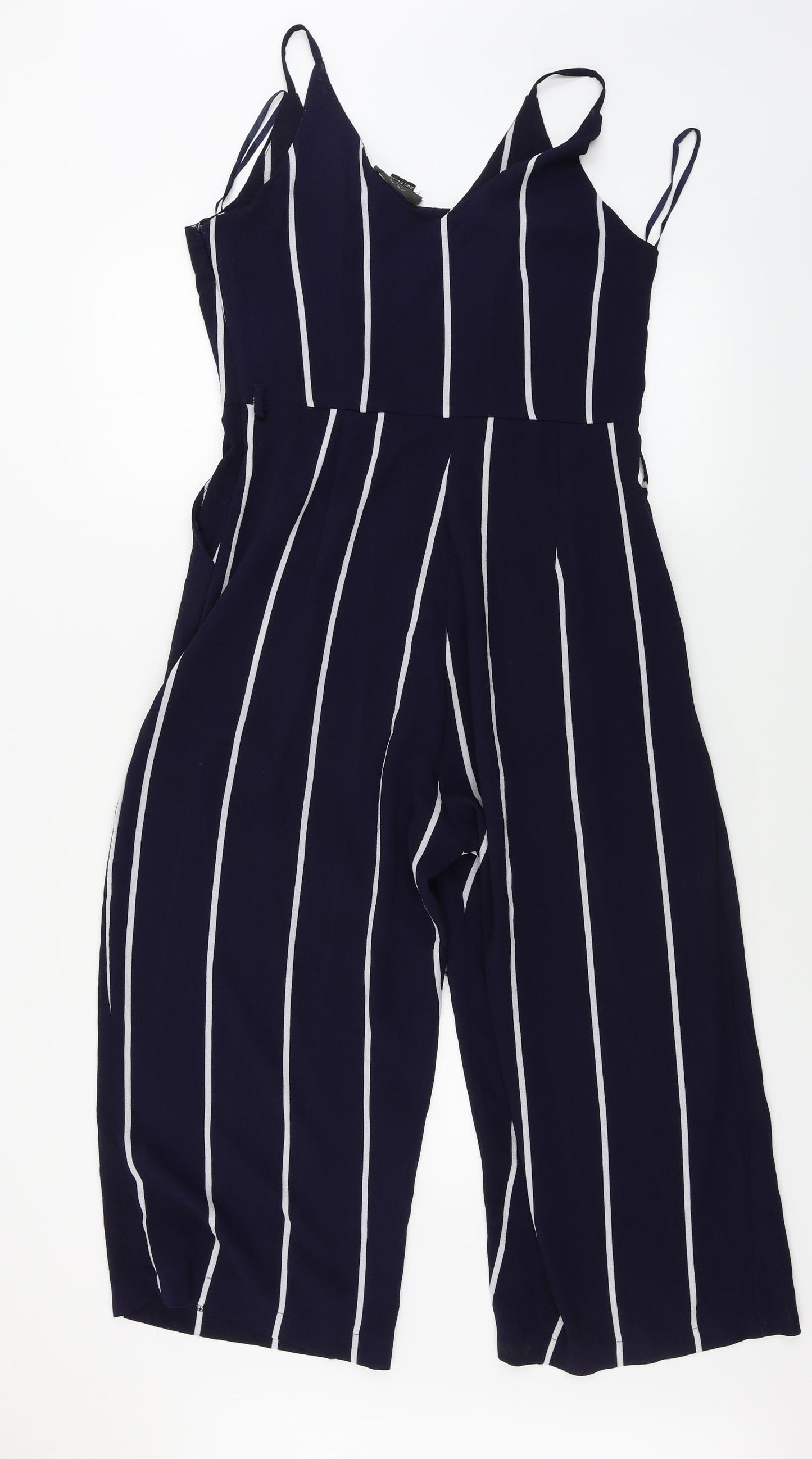 AX Paris Womens Blue Striped  Jumpsuit One-Piece Size 10