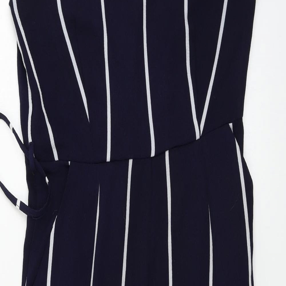 AX Paris Womens Blue Striped  Jumpsuit One-Piece Size 10