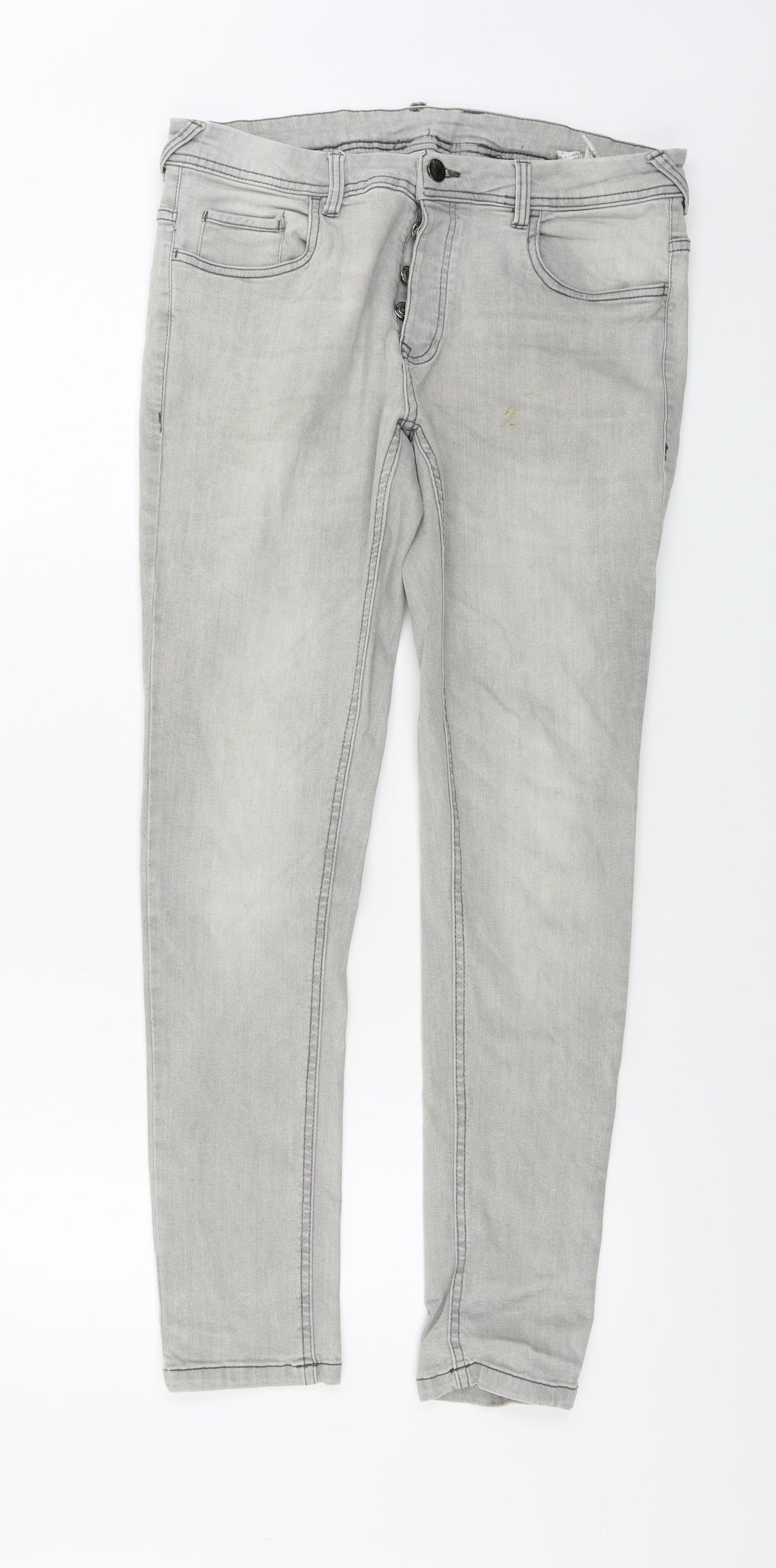Preworn  Womens Grey   Skinny Jeans Size 32 in L28 in
