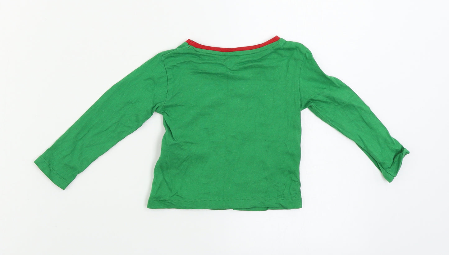 Peacocks  Boys Green   Basic T-Shirt Size 6-9 Months  - Christmas T Shirt