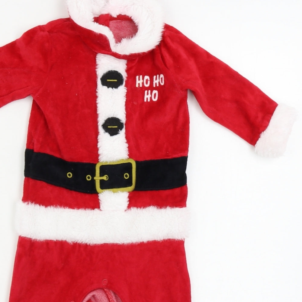 festive fun  Boys Red   Babygrow One-Piece Size 6-9 Months  - Christmas babygrow