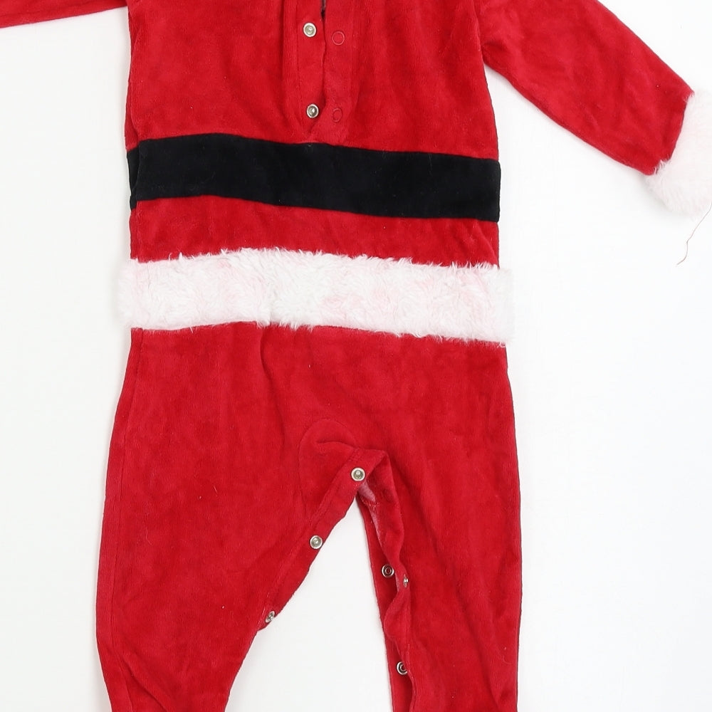 festive fun  Boys Red   Babygrow One-Piece Size 6-9 Months  - Christmas babygrow