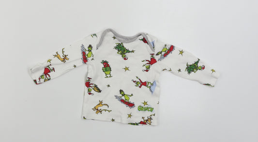 Front view of George boys’ white basic t-shirt, size 0-3, months