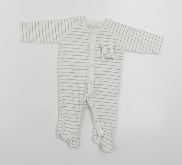 Earlydays  Boys White Striped  Babygrow One-Piece Size 0-3 Months