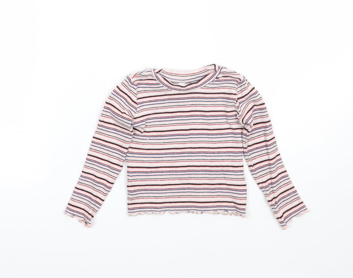 M&Co Girls Pink Striped Basic T-Shirt Size 24 Months