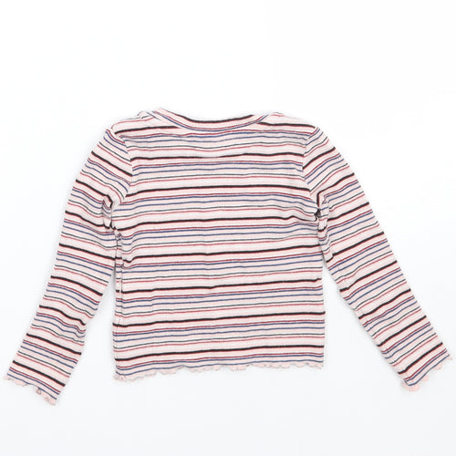 M&Co Girls Pink Striped  Basic T-Shirt Size 24 Months