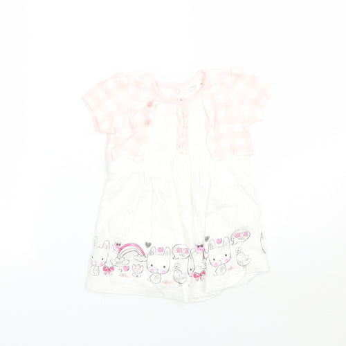 M&Co Girls Pink Check  Babygrow One-Piece Size 6-9 Months