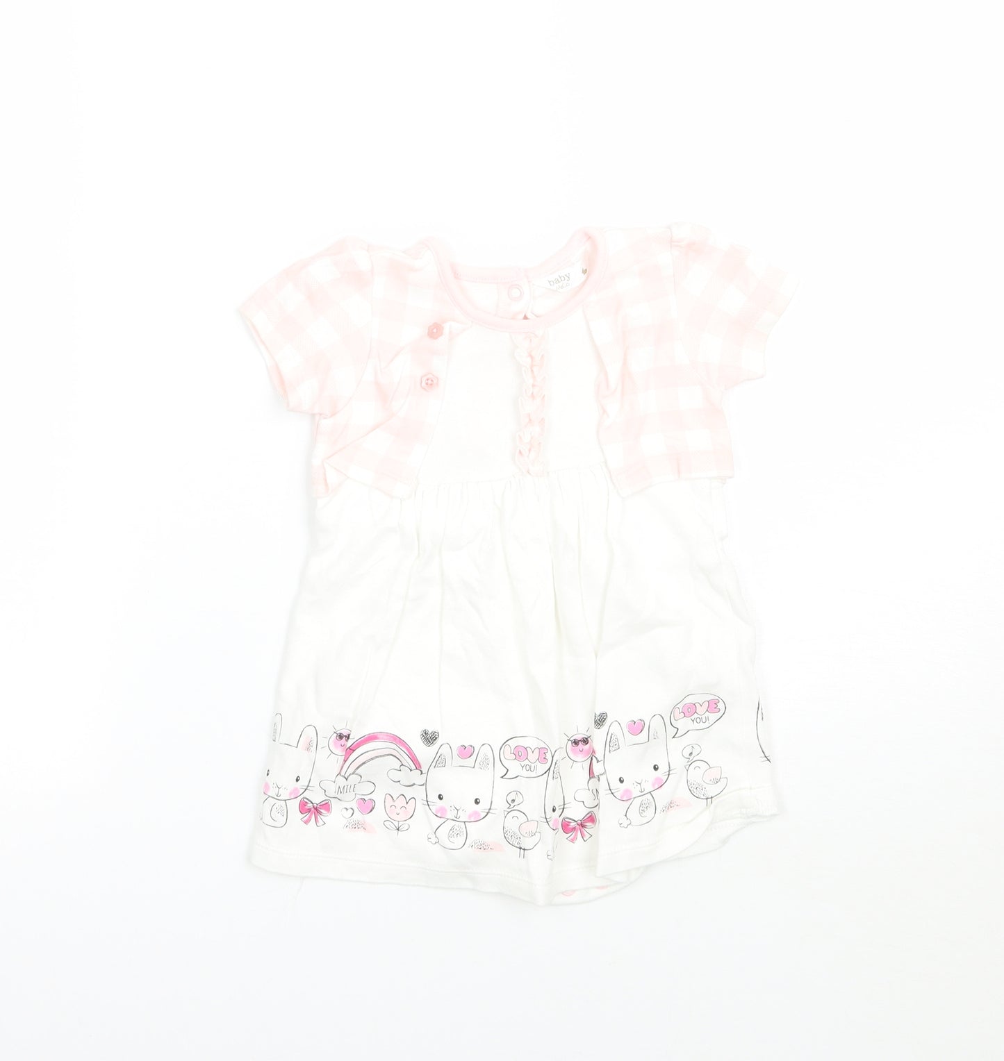 M&Co Girls Pink Check  Babygrow One-Piece Size 6-9 Months