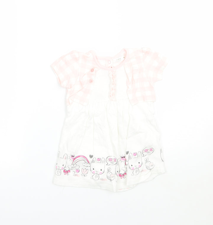 M&Co Girls Pink Check  Babygrow One-Piece Size 6-9 Months