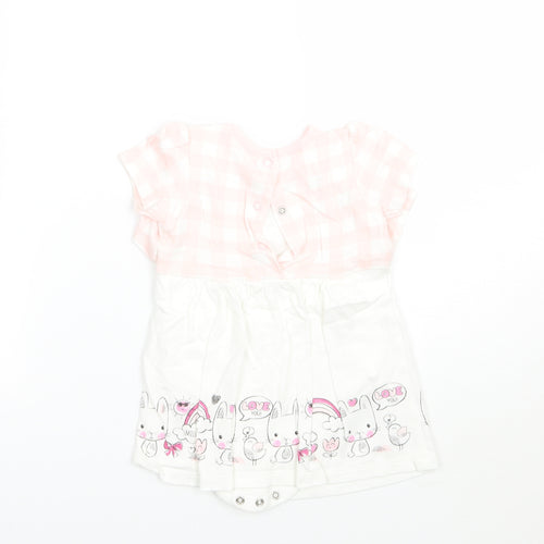 M&Co Girls Pink Check  Babygrow One-Piece Size 6-9 Months
