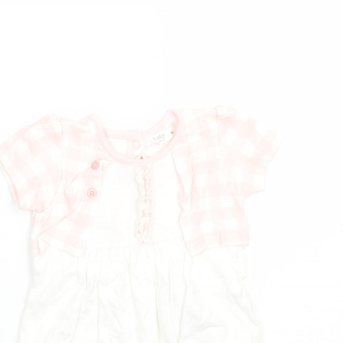 M&Co Girls Pink Check  Babygrow One-Piece Size 6-9 Months