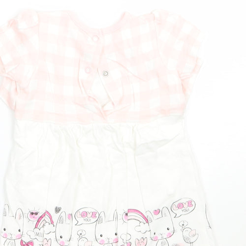 M&Co Girls Pink Check  Babygrow One-Piece Size 6-9 Months