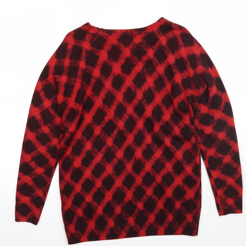 Marks and Spencer Womens Red Geometric  Pullover Jumper Size 10