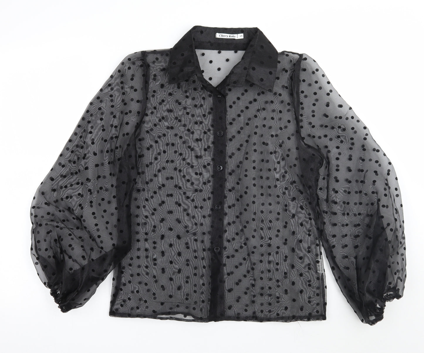 Cherry koko Womens Black Polka Dot  Basic Button-Up Size S