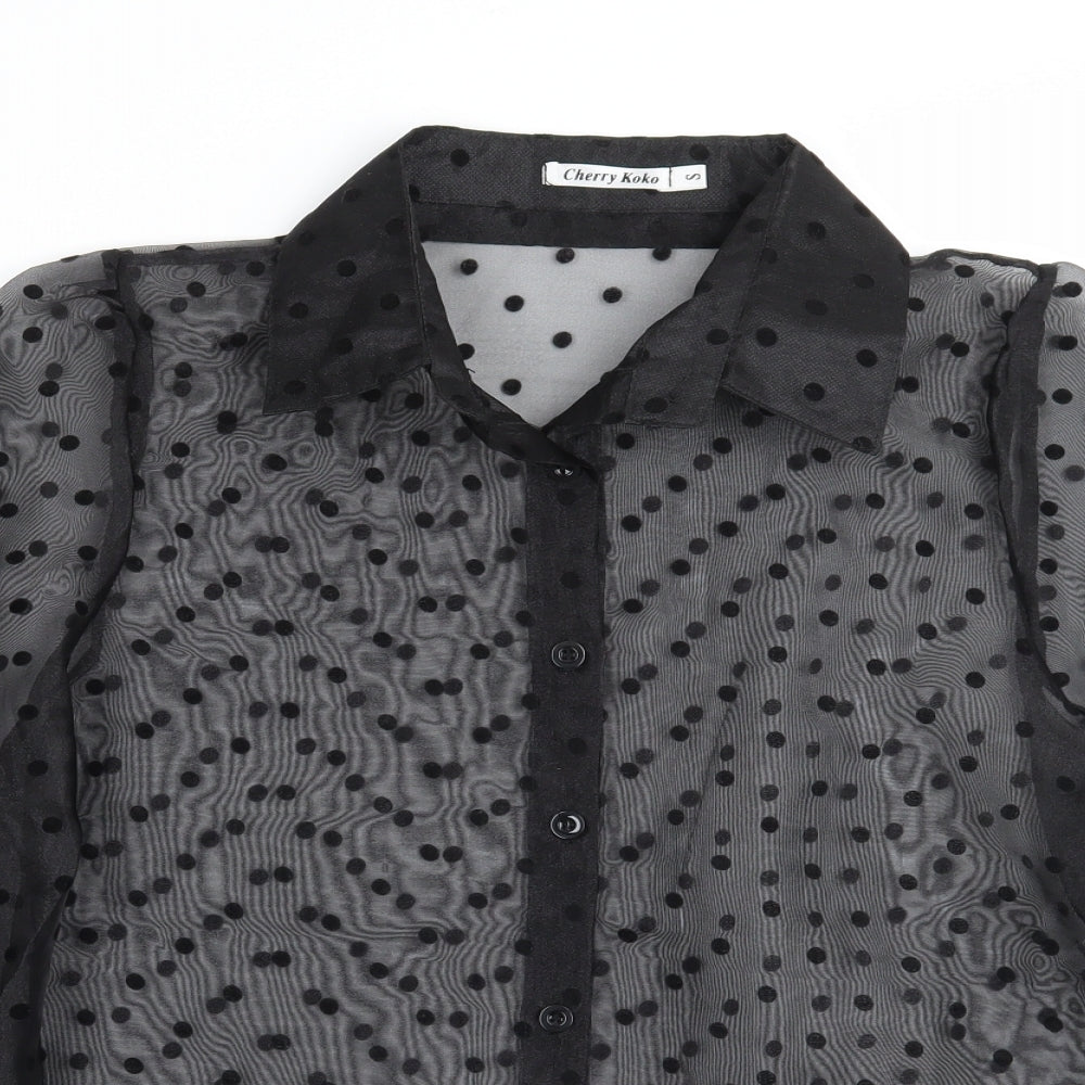 Cherry koko Womens Black Polka Dot  Basic Button-Up Size S