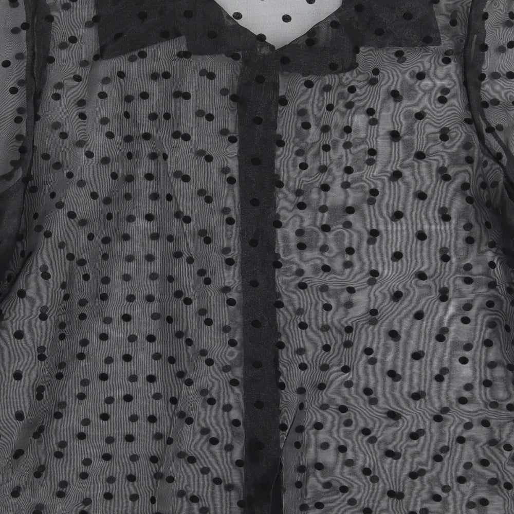 Cherry koko Womens Black Polka Dot  Basic Button-Up Size S