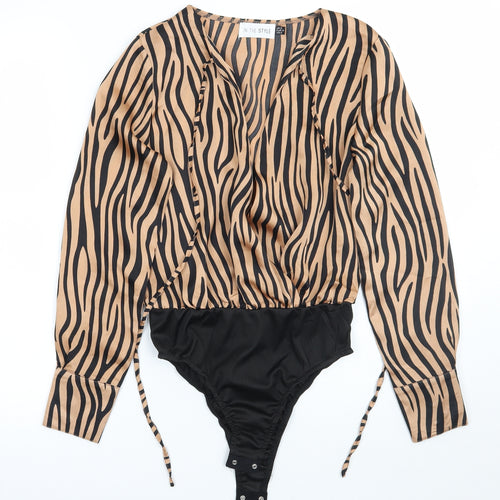 In the Style Womens Brown Animal Print  Bodysuit One-Piece Size 6