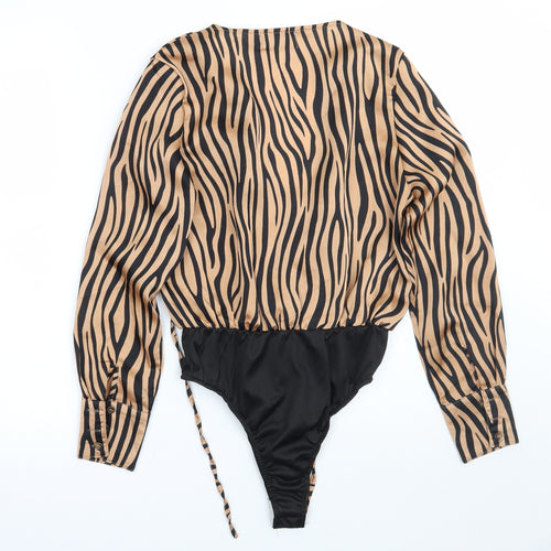 In the Style Womens Brown Animal Print  Bodysuit One-Piece Size 6